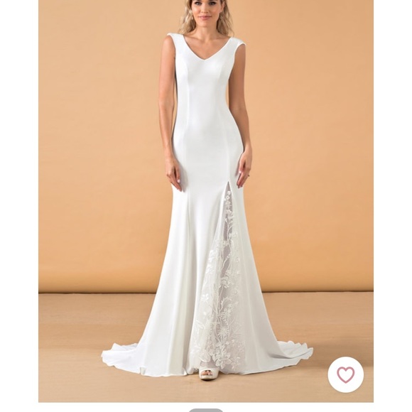 Azazie Dresses Copy Nwt Crepe Wedding Dress With Lace Details